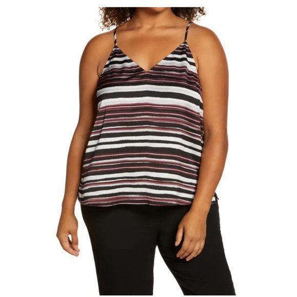 NWOT HALOGEN Woven Camisole in Black- Grey Stripe (S) - Picture 10 of 10